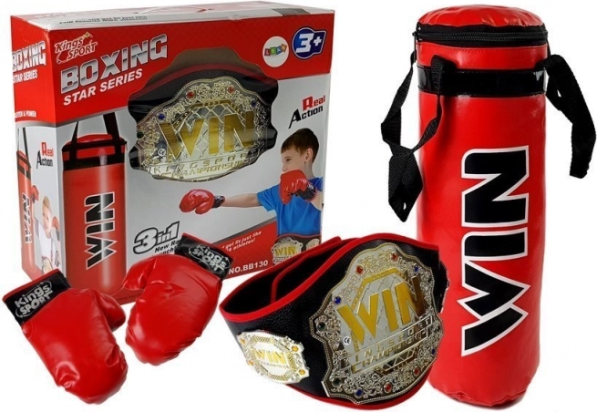 Set de box cu centură de campion pentru copii