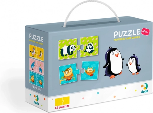 Puzzle mame animale și pui 12×2 piese