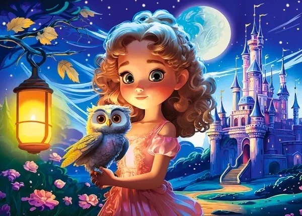 Puzzle 120 piese prințesă cu bufniță