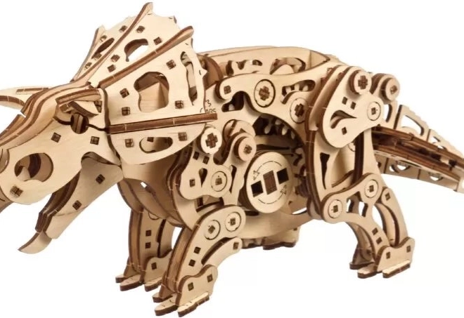 Puzzle mecanic 3D din lemn Triceratops