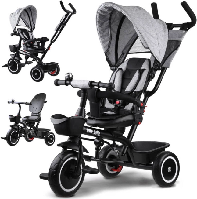 Tricicletă pentru copii 3‑în‑1 cu scaun rotativ și capotină TINY BIKE – Rotativ