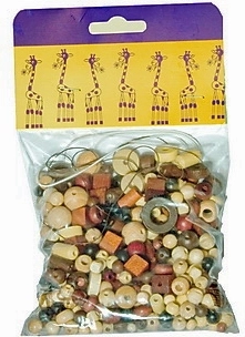 Detoa mix de mărgele din lemn maro‑natur 110 g