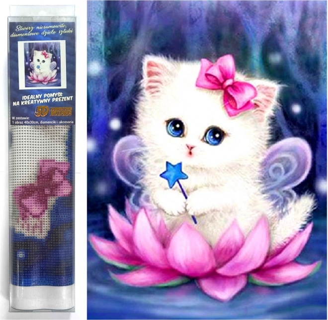 Pictură cu diamante Zâna pisicii 30 × 40 cm