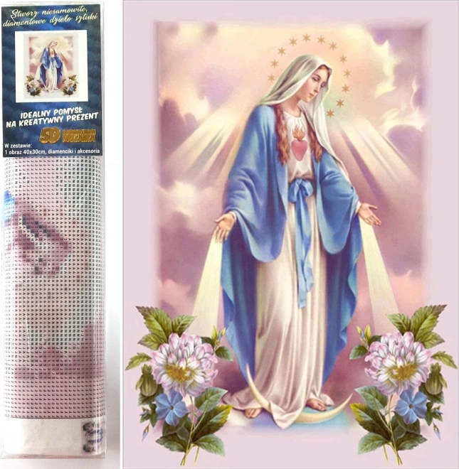 Pictură cu diamante Fecioara Maria 30 × 40 cm