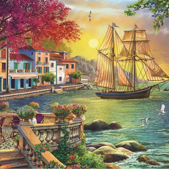 Puzzle Apus frumos de soare peste port 2000 de piese
