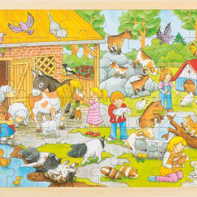 Puzzle din lemn Goki Grădina zoologică pentru copii 48 de piese