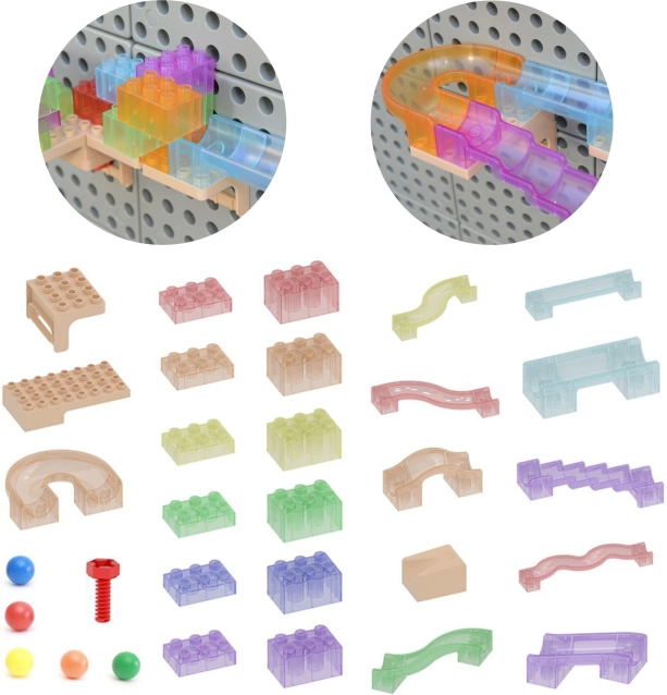 Set de construcție Pista de bile Masterkidz STEM 120 de piese