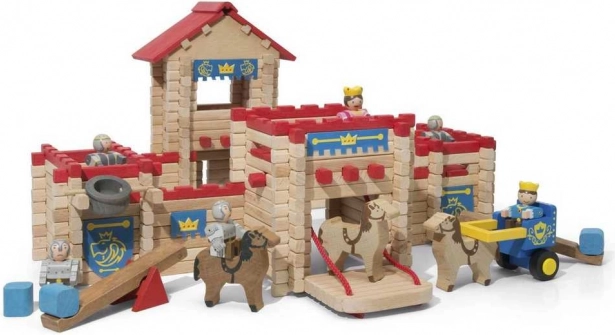 Jeujura set de construcție din lemn – castel, 300 piese