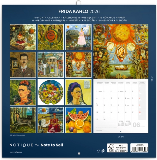 Calendar tip notițe Frida Kahlo 2026