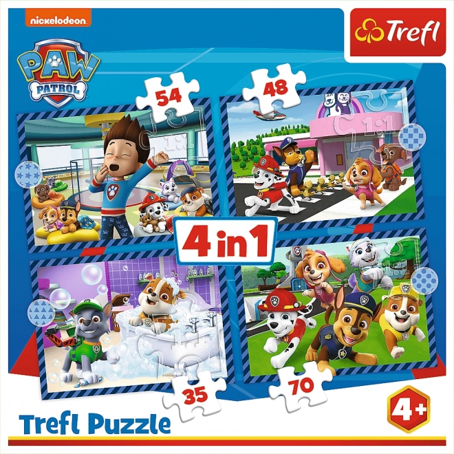 Puzzle 4 în 1 Poveștile Cățelușilor Patrula Cățelușilor