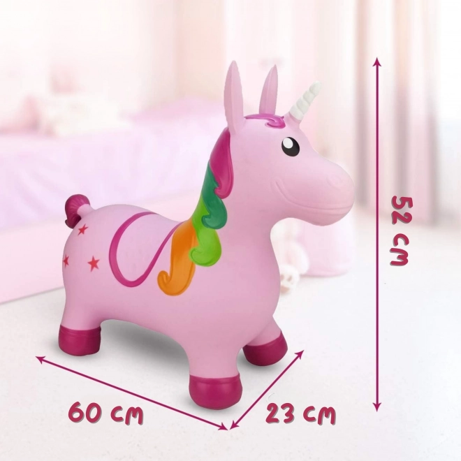 Unicorn săltăreț Woopie roz cu pompă