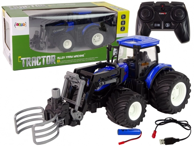 Tractor telecomandat cu clește albastru