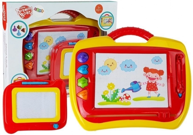 Tablă magică cu două ecrane roșu-galben pentru copii