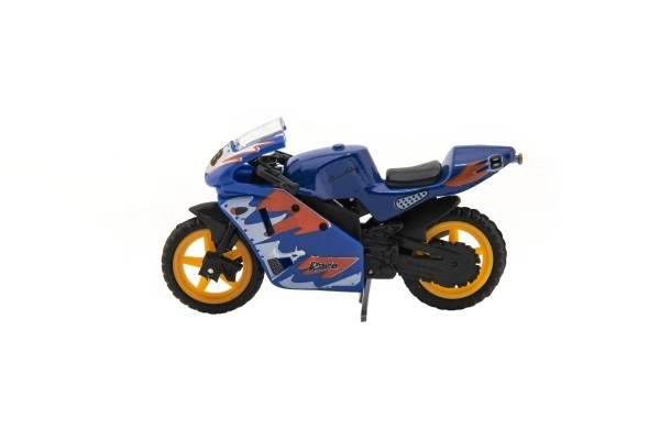 Model de motocicletă de curse din metal/plastic, 8 cm