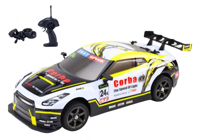 Mașină Sport RC pentru Drift, Scara 1:16, Cu Roți Interșanjabile Biuo-Galbene