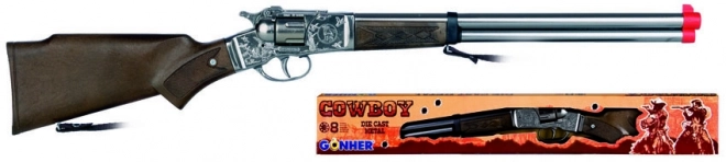 Pușcă Cowboy Argintie din Metal cu 8 Focuri