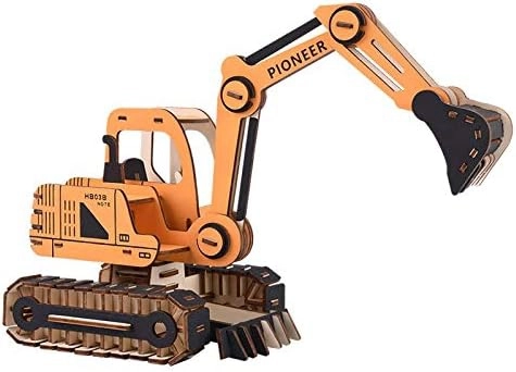 Puzzle 3D din lemn Excavator Oranj