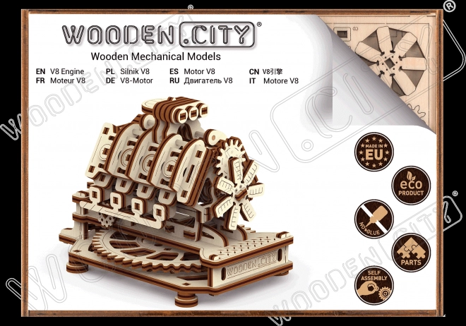 Puzzle 3D motor V8 WOODEN CITY