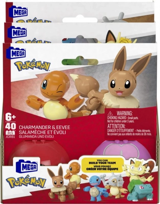 Set de construcție Mega Poke Ball cu Charmander și Eevee