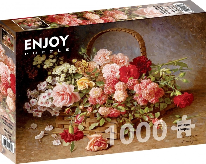 Puzzle ENJOY Coșul cu trandafiri și garoafe 1000 de piese