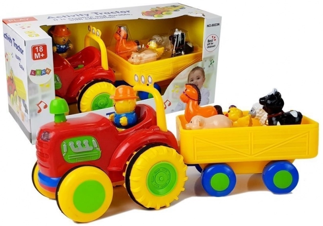 Tractor cu remorcă și animale pentru copii