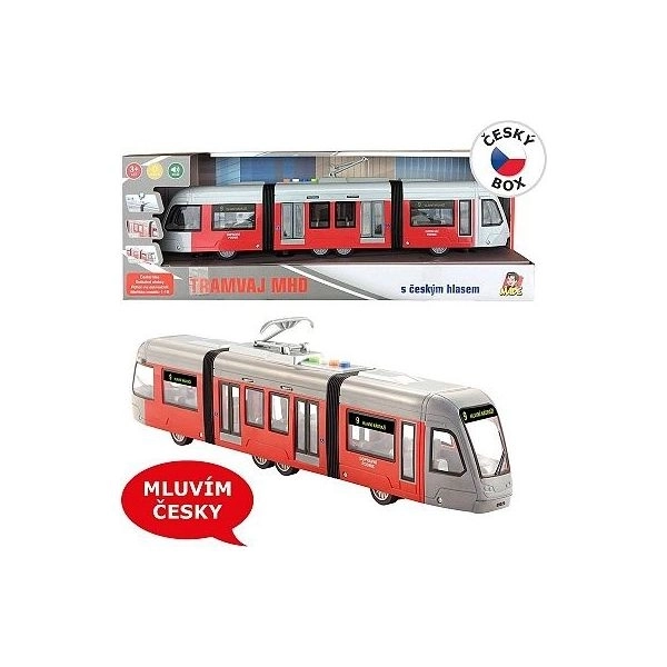 Tramvai cu mecanism de inerție cu lumini și sunete în limba cehă