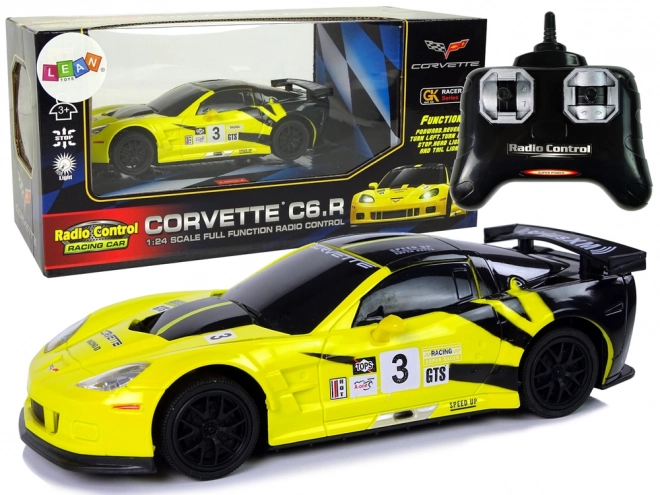 mașină sport r/c corvette galben c6.r cu lumini