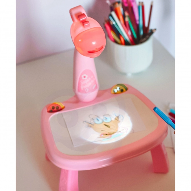 Tablă de desen cu proiector Girafa Roz WOOPIE