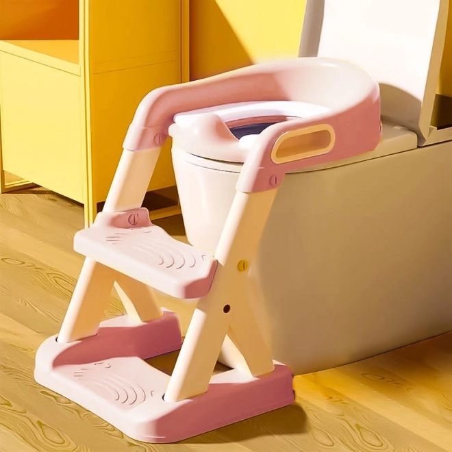 Scaun de toaleta pentru copii cu scarita galben Ecotoys