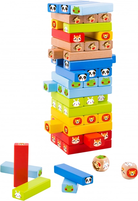 Joc din lemn Jenga Animale TOOKY TOY