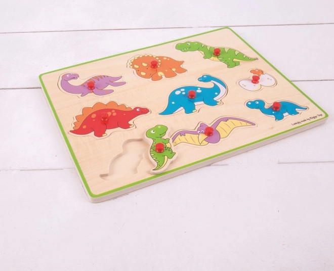 Puzzel din lemn cu dinozauri Bigjigs Toys