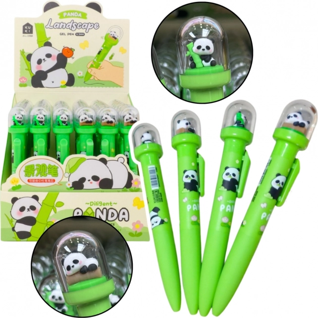 Stilou cu gel cu Panda în dome, cerneală albastră 0,5 mm