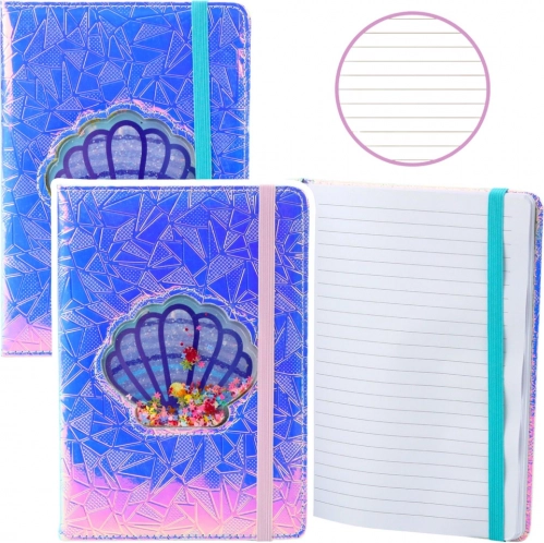 Caiet de notițe holografic cu scoică și confeti A5 70 de pagini