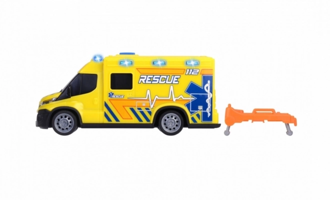 Ambulanță de jucărie Iveco cu lumini și sunete de la Dickie Toys