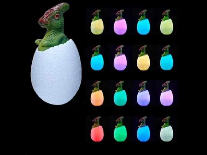 Lampă de noapte dinozaur ou cu LED RGB pentru copii