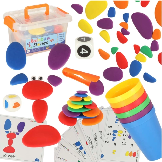 Set Montessori cu pietre colorate creative 65 buc