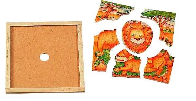 Puzzle din lemn Leul Safari pentru copii