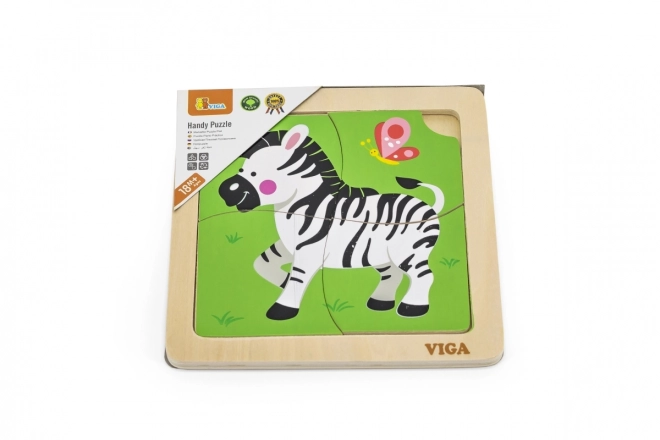 Puzzle din lemn cu 4 piese - Zebra