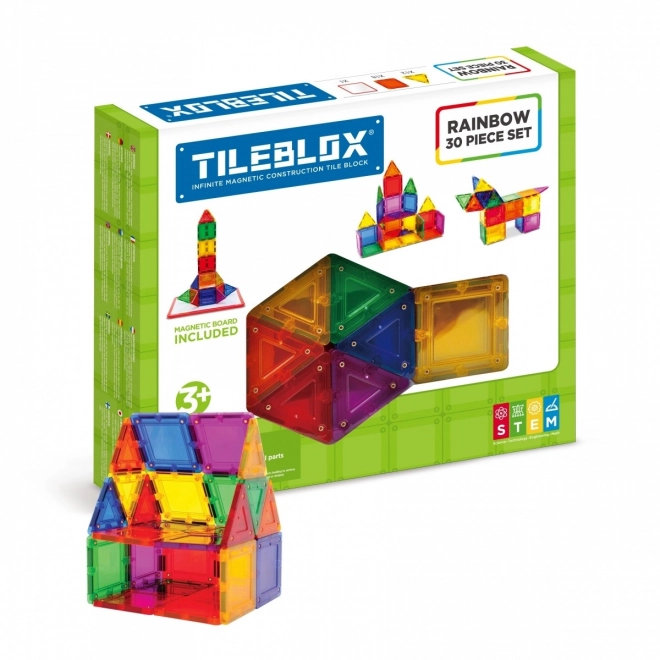 Klocki magnetice Tileblox set curcubeu cu tablă magnetică