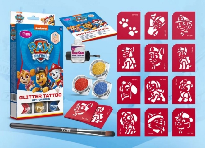 Set tatuaje cu sclipici Paw Patrol pentru băieți