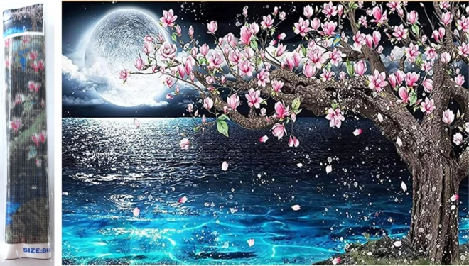 Pictură cu diamante magnolie 80x40cm