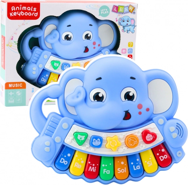 Pianino interactiv Elefănțel Albastru – Melodii, Gama, Sunete de animale