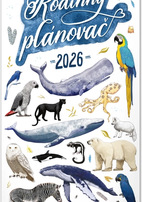 Calendar de perete Planificator de familie 2026 cu ilustrații Animalium