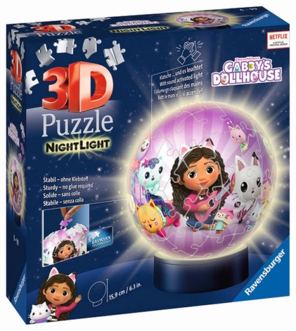 Puzzle 3D Gabby’s Dollhouse cu 72 piese - ediția de noapte