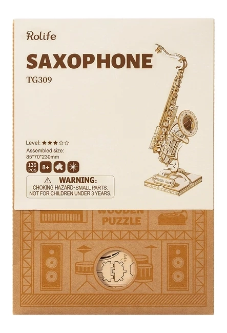 Puzzle 3D din lemn Saxofon