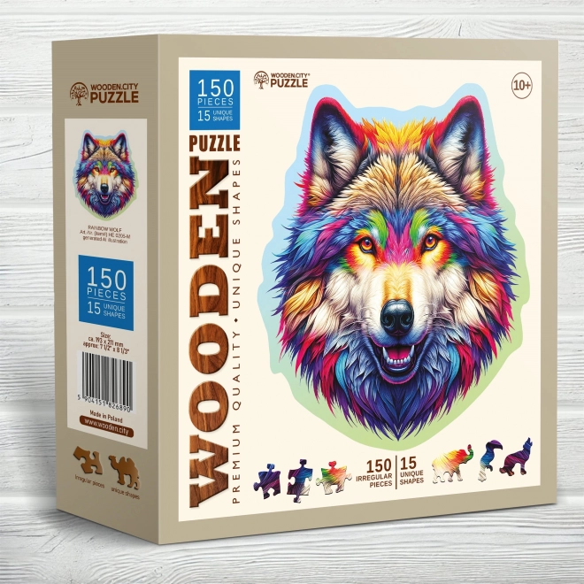 Puzzle de lemn Lupița curcubeu