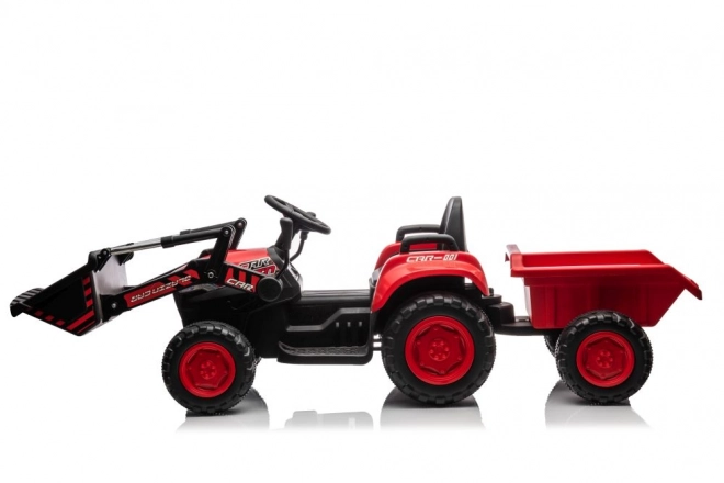Tractor roșu pentru copii cu acumulator reîncărcabil și cupă