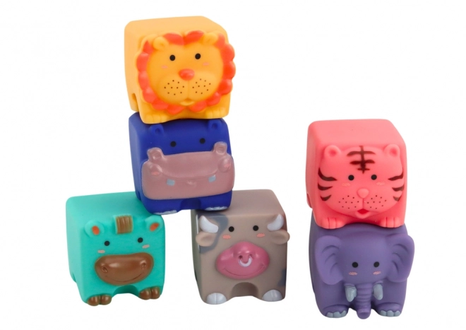 Cuburi educaționale moi animale cifre litere colorate 12 buc