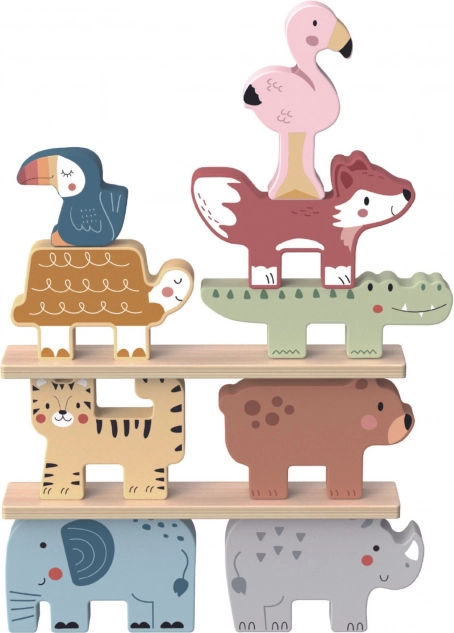 Cuburi din lemn animăluțe Montessori 9 buc de la Tooky Toy