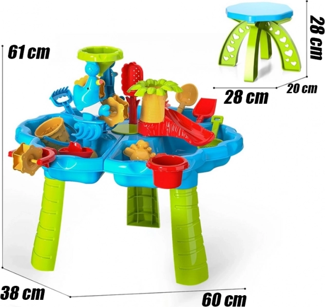 Masa cu apă Woopie 2în1 loc de joacă cu nisip și scaun parc acvatic cu delfin